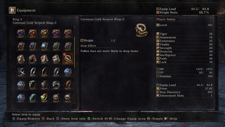 Covetous Gold Serpent Ring (Item Discovery) from Dark Souls 3