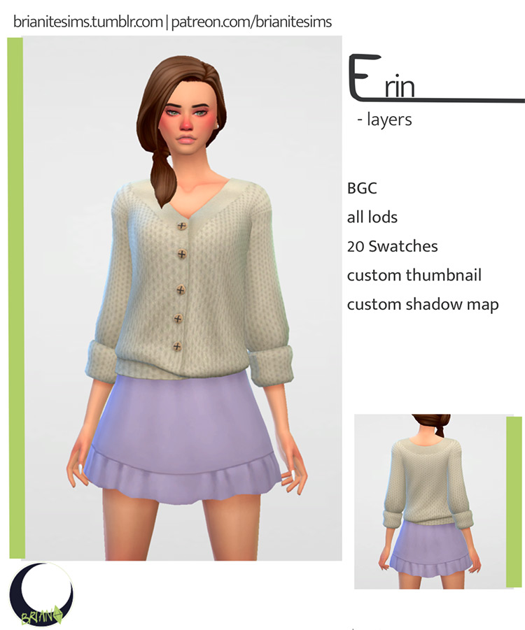 Erin Sweater Dress (Maxis Match) Sims 4 CC