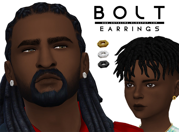 Bolt Earrings (Male) / Sims 4 CC