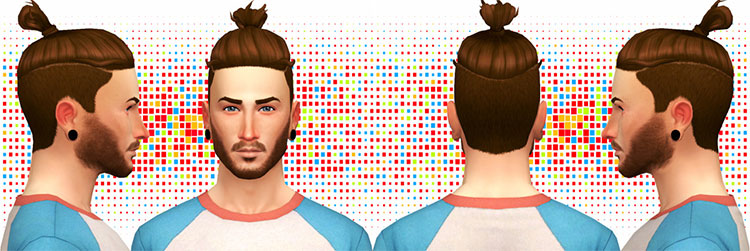 Shaved arounds messy bun - TS4 CC 