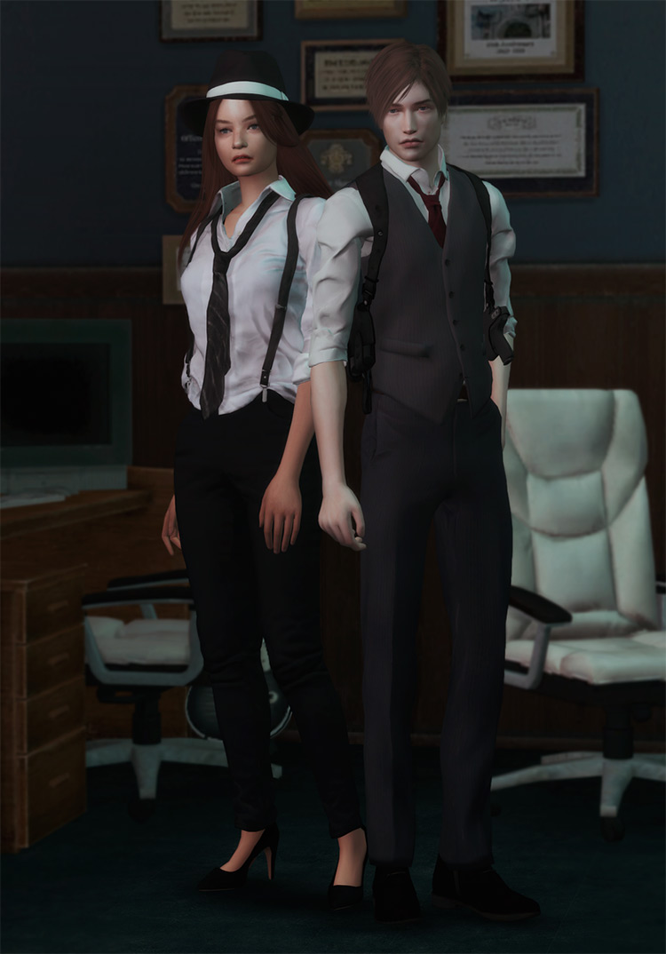 Leon & Claire Outfit Pack (RE2R) for Sims 4
