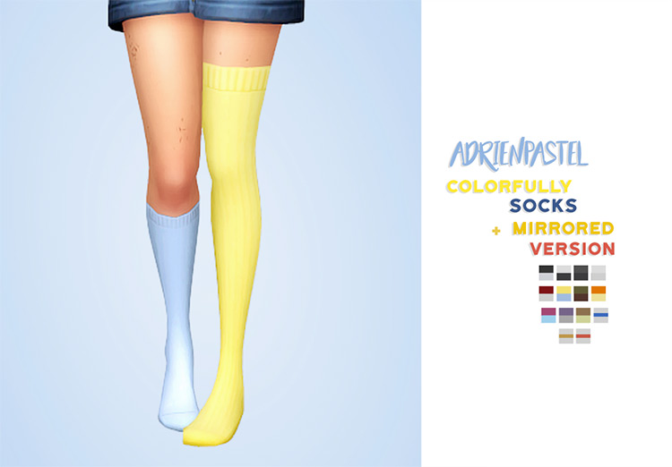 Colorfully Socks + Mirrored Version by AdrienPastel for Sims 4