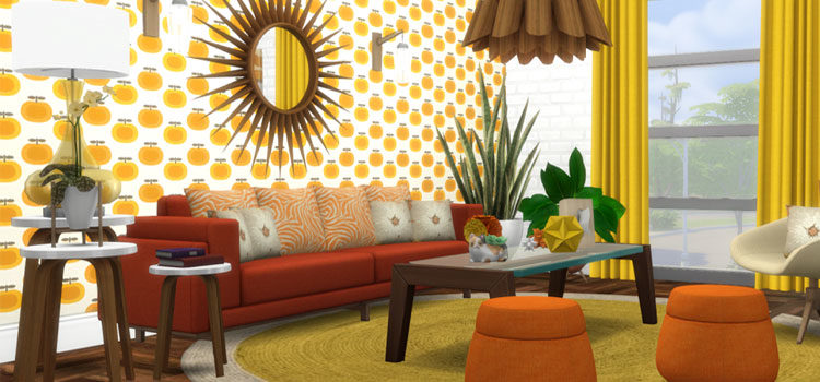Midcentury Modern Bright Room Preview - Sims 4 CC