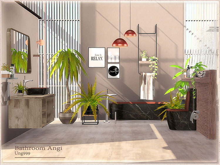 Angi CC Bathroom Shower Set - Sims 4