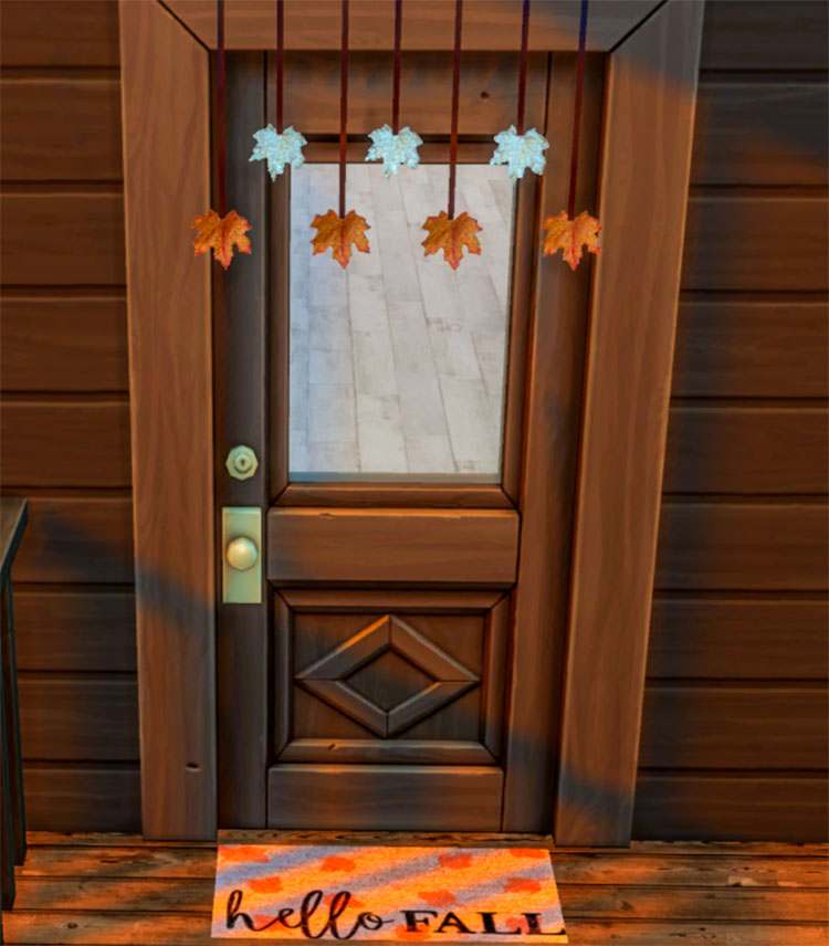 Autumn Fall Door Decor CC for The Sims 4