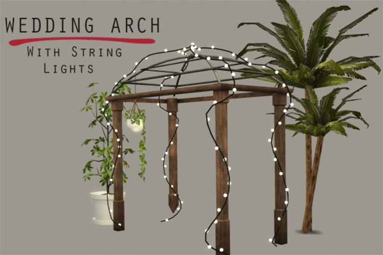 Wedding Arch with String Lights - Sims 4 CC