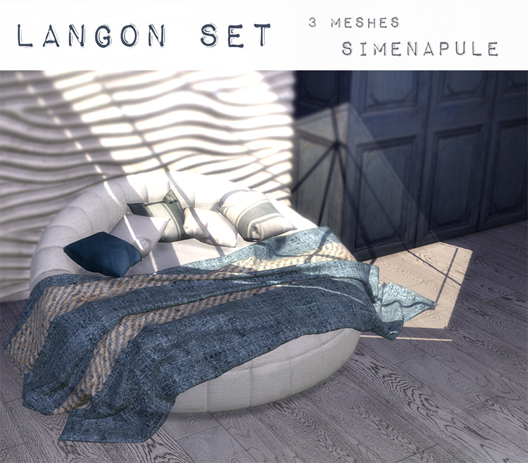 Langon Set Bed for Sims 4