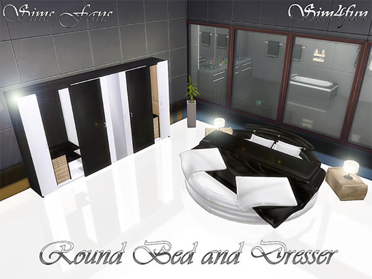 Round Bed and Dresser Sims 4 CC