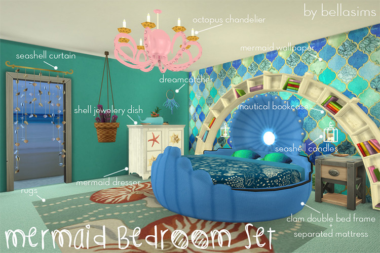Mermaid Bed Set Sims 4 CC