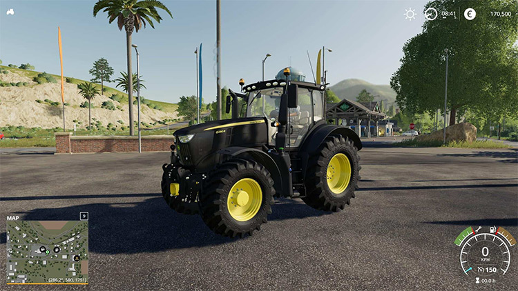 John Deere 6R Black Tractor Mod