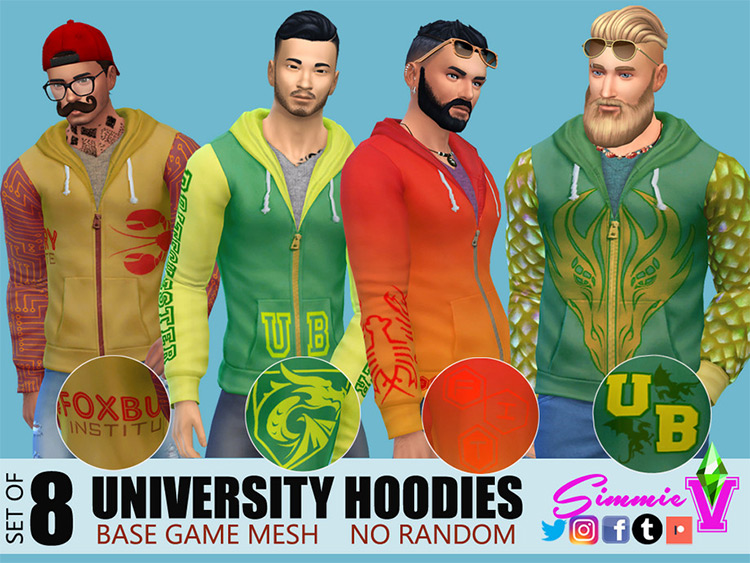 University Hoodies - Sims 4 CC