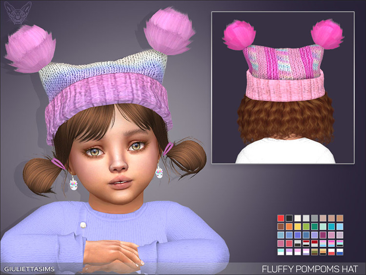 Fluffy Pompoms Hat - TS4 Toddler CC