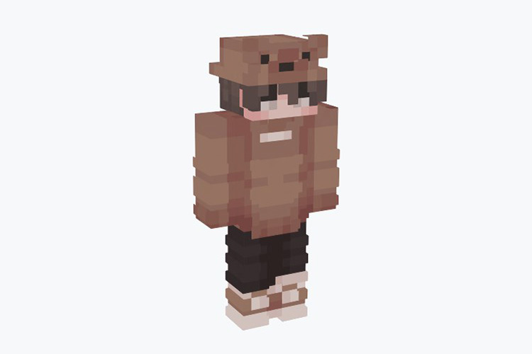 E-boy in Brown Bear Hat / Minecraft Skin