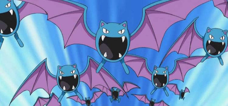Golbats flying together, anime screenshot