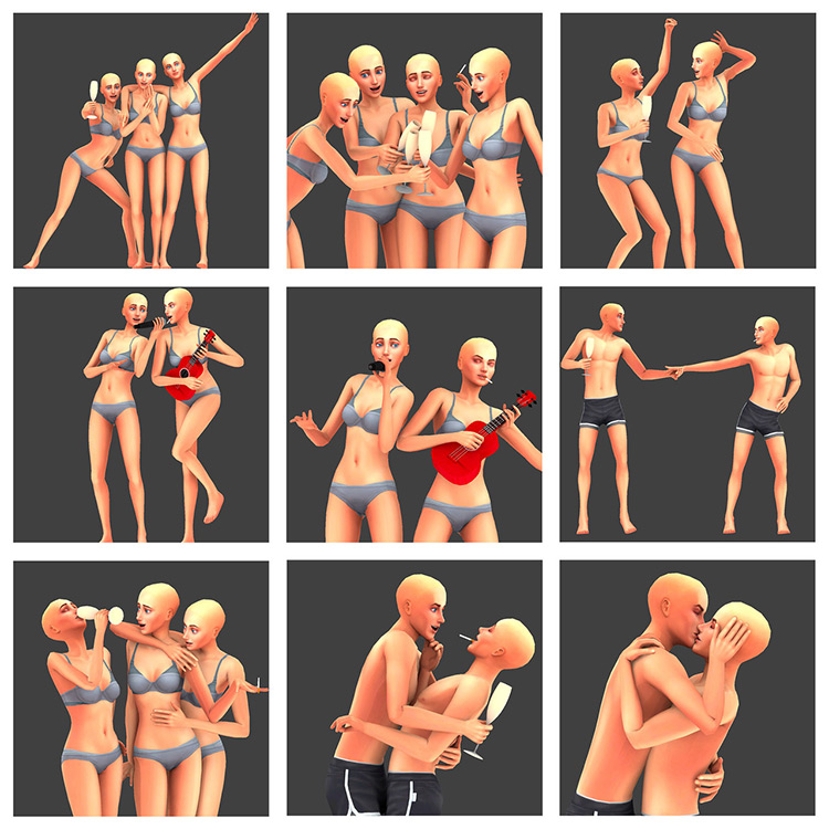 Customized Bachelorette Party Pose Pack for Sims 4