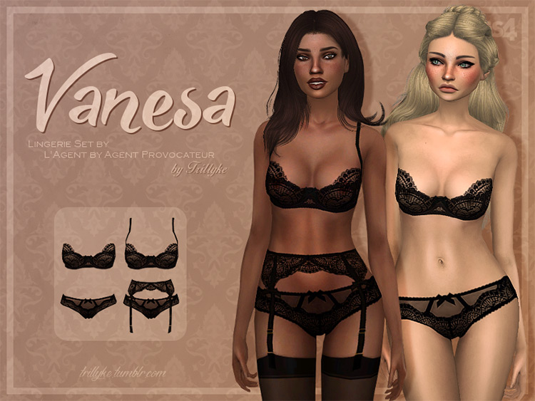 Black Lingerie Collection for Sims 4
