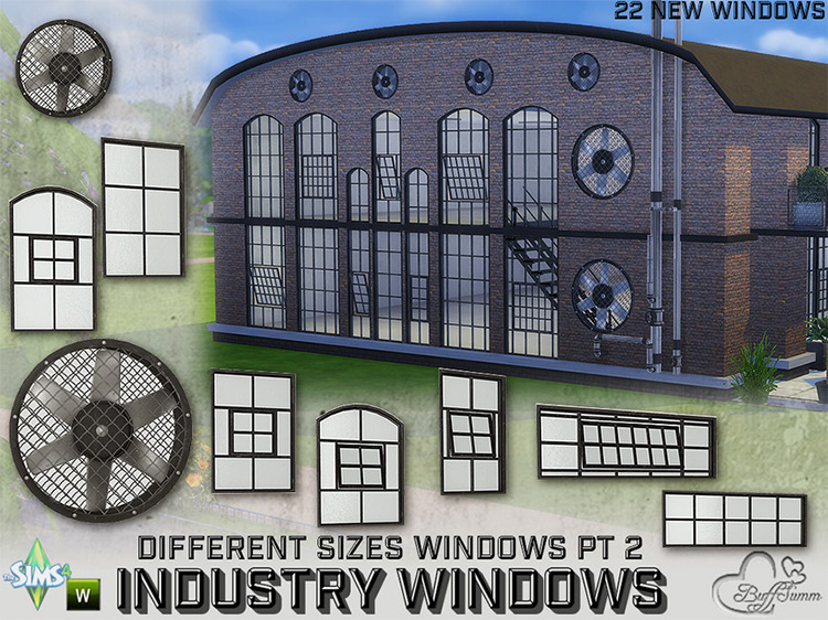 Industry Windows for All Wall Size Pt. 2 by BuffSumm TS4 CC