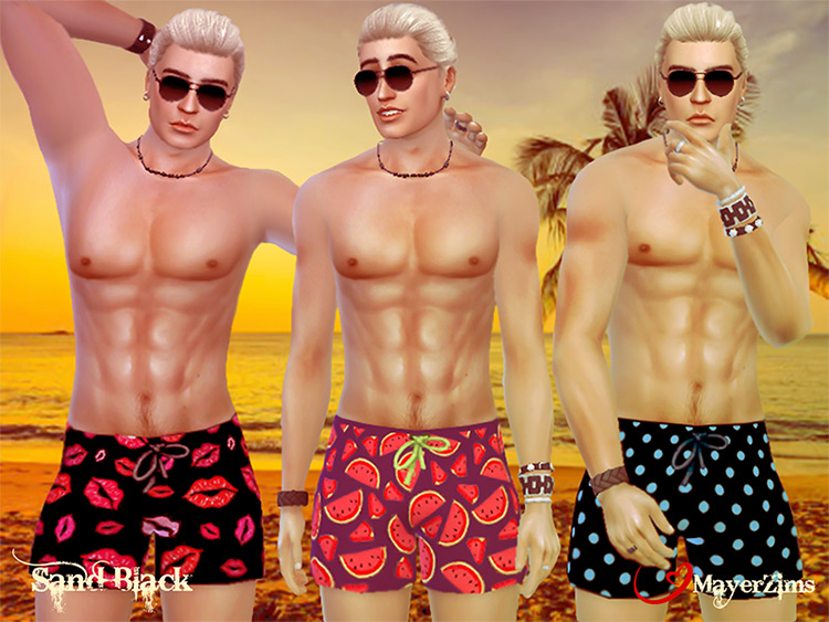 Sand Black Swim Shorts Sims 4 CC