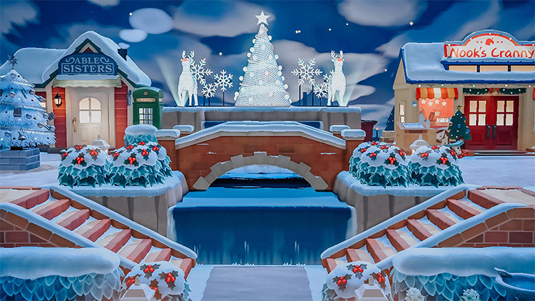 Shopping Area Christmas Lights - ACNH Winter Idea