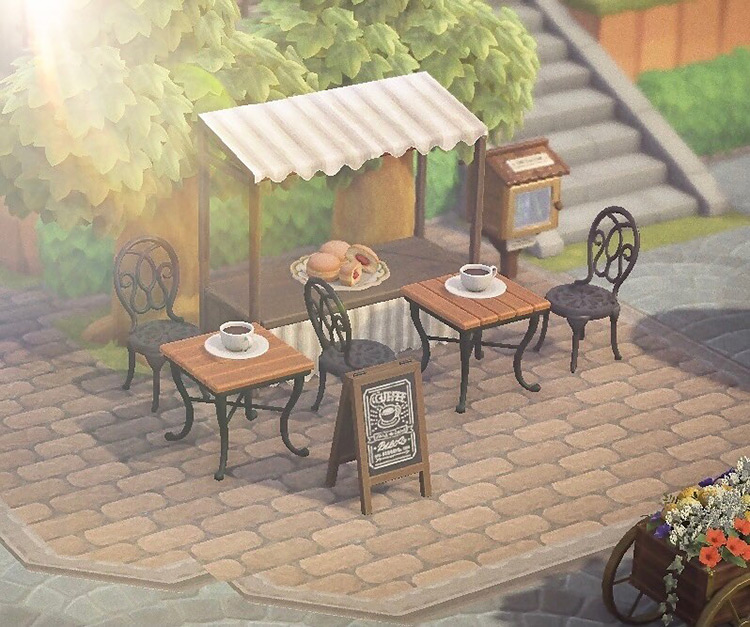 Outdoor Micro Cafe Coffee Stall - ACNH Idea