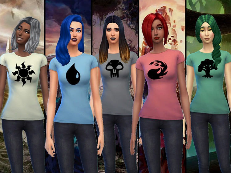 Magic the Gathering Mana Shirts for Women - Sims 4 CC