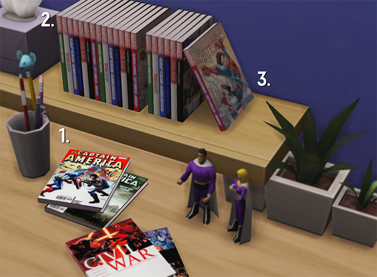 Marvel Comics Décor & Readable Books - Sims 4 CC