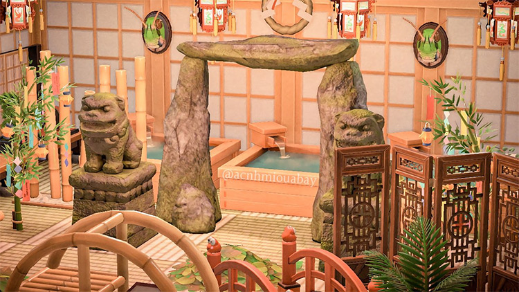 Custom Japanese-themed Bathouse in ACNH