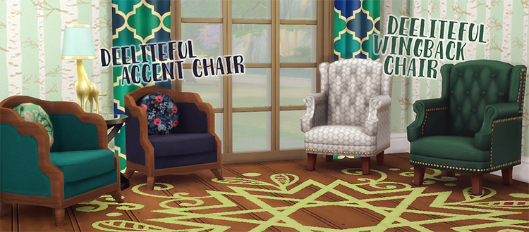 Custom wingback chairs CC - Sims 4