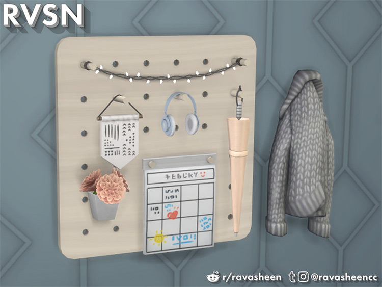 Entryway pegboard CC for Sims 4