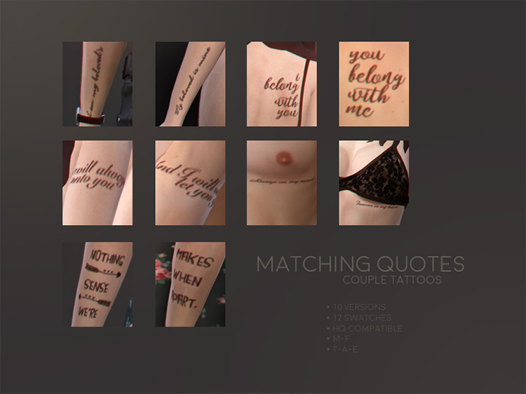 Matching Quotes Tattoo CC for TS4