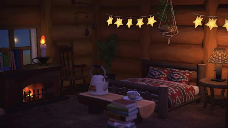 Cozy cabin interior in fall - ACNH Idea