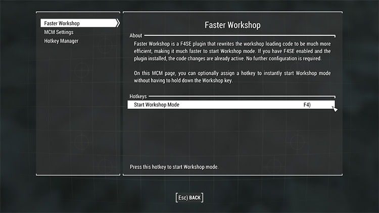 Faster Workshop FO4 mod