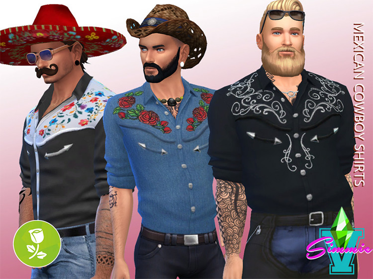 Mexican Cowboy Shirts Sims 4 CC