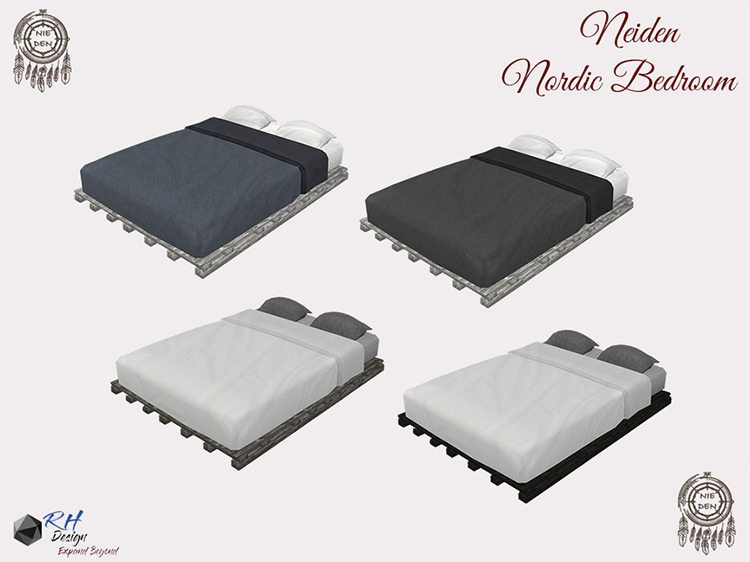 Nordic Modern Bed for Sims 4