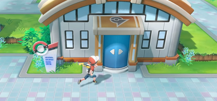 Outside Cerulean City Gym in Pokémon Lets Go