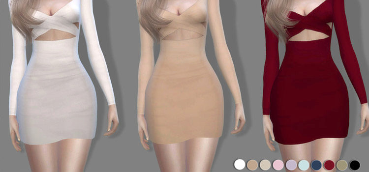 Sims 4 off-shoulder mini dress CC