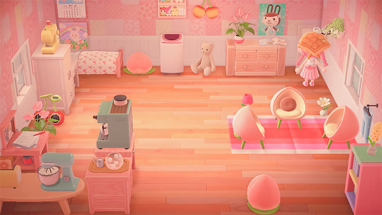 Pink peach bedroom design in ACNH