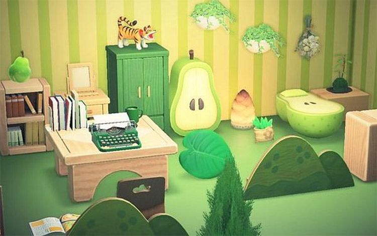 Green pear fruity room design in ACNH