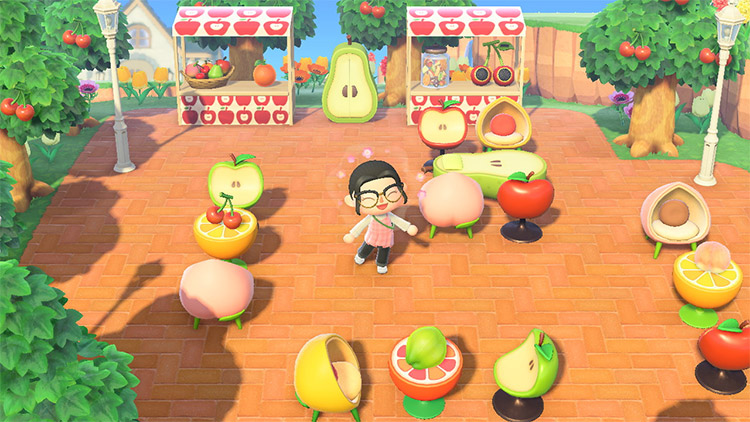 Fruit-themed outdoor cafe in ACNH