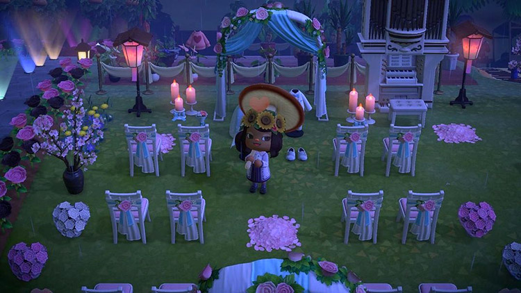 Nighttime wedding area with candles / ACNH Idea
