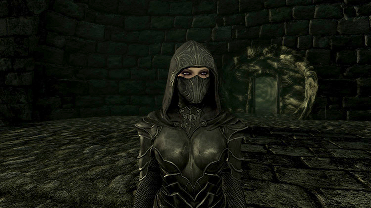 Nightingale Hood With Attached Cape & Eye Slits Skyrim mod