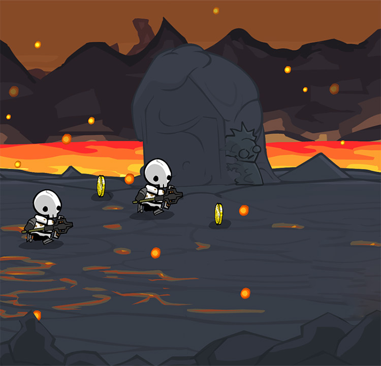 A pair of Skeletons equipped with a Skeletor Mace / Castle Crashers