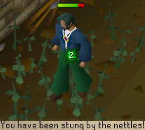 Green hit splat by Nettles (this doesn’t inflict poison) / OSRS