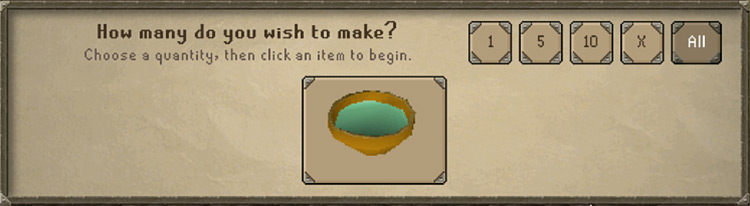 Selecting how many to cook with a single click / OSRS