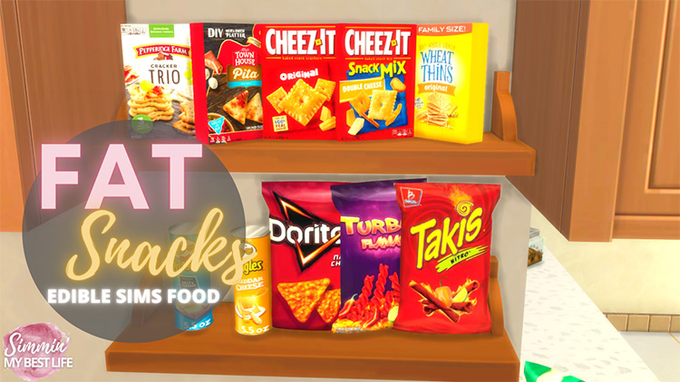 Fat Snacks Interactive Food Set / Sims 4 CC