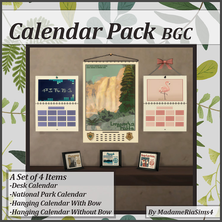 Calendar Pack BGC / Sims 4 CC