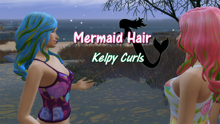 Mermaid Hair: Kelpy Curls by Juju Gamer / Sims 4 CC