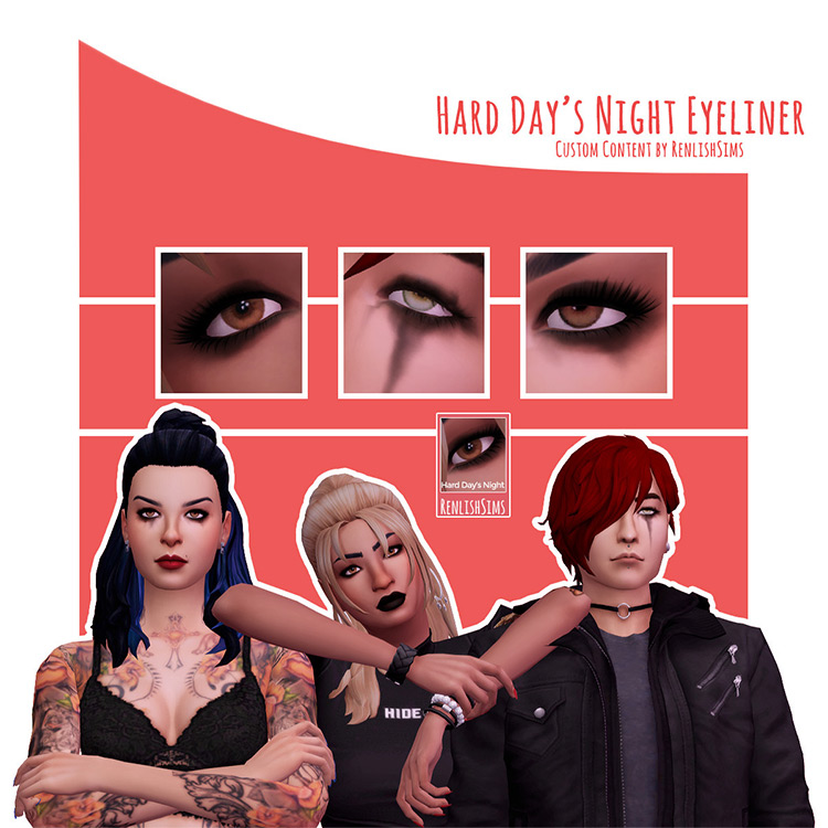 Hard Day’s Night Eyeliner by RenlishSims Sims 4 CC