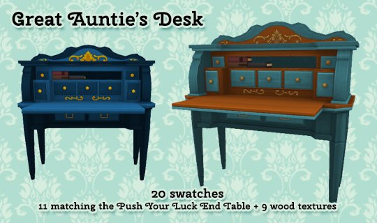 Great Auntie’s Desk Recolors / Sims 4 CC