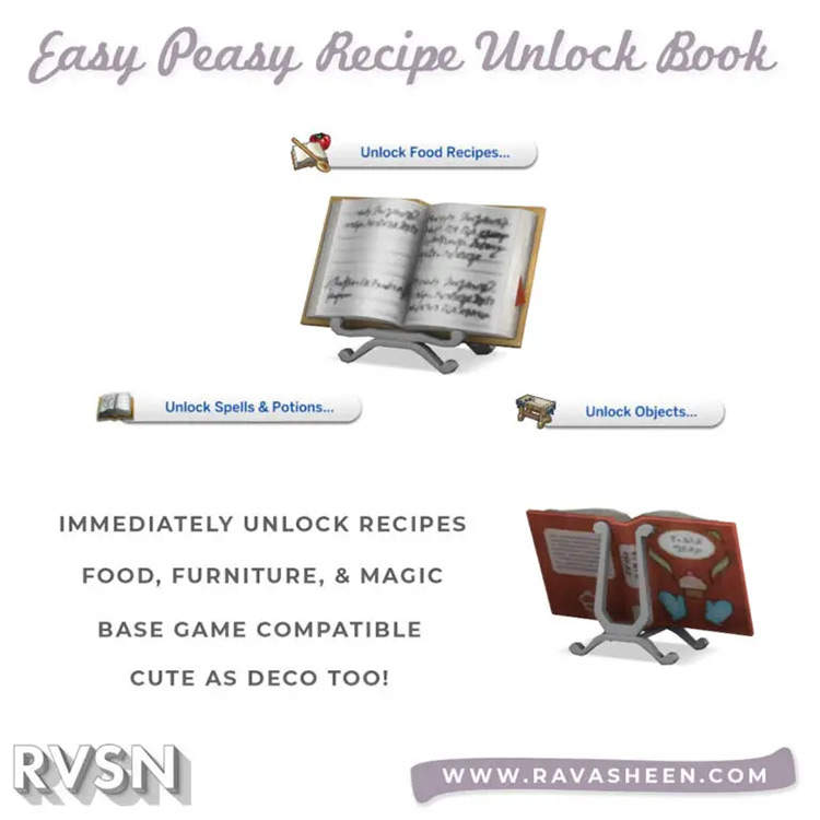 Easy Peasy Recipe Unlock Book / Sims 4 CC